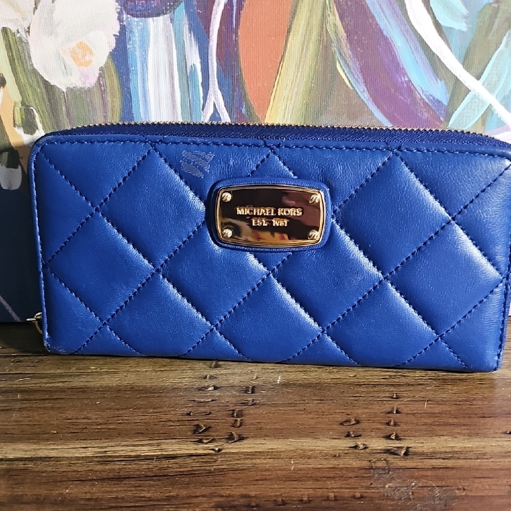Michael Kors Blue Quilted Wallet
